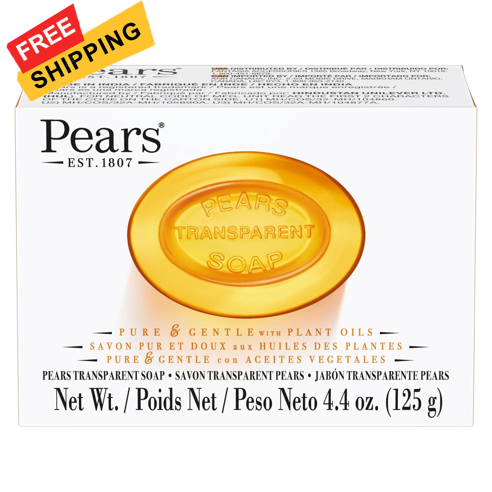 Pears Pure and Gentle with Glycerin Naturals Oils – 4.4 Ounce (Pack of 1)