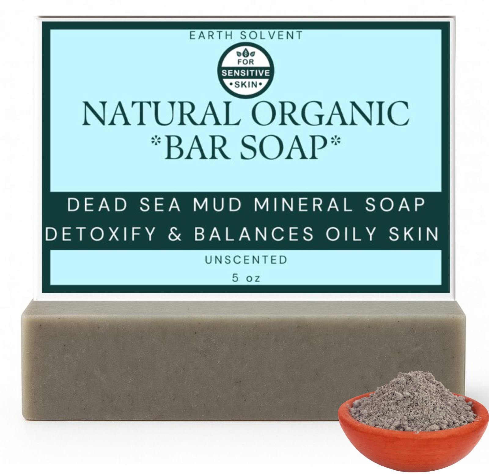 Organic Soap Bar All Natural Vegan Soap Made In USA Sensitive Skin UNSCENTED 5oz
