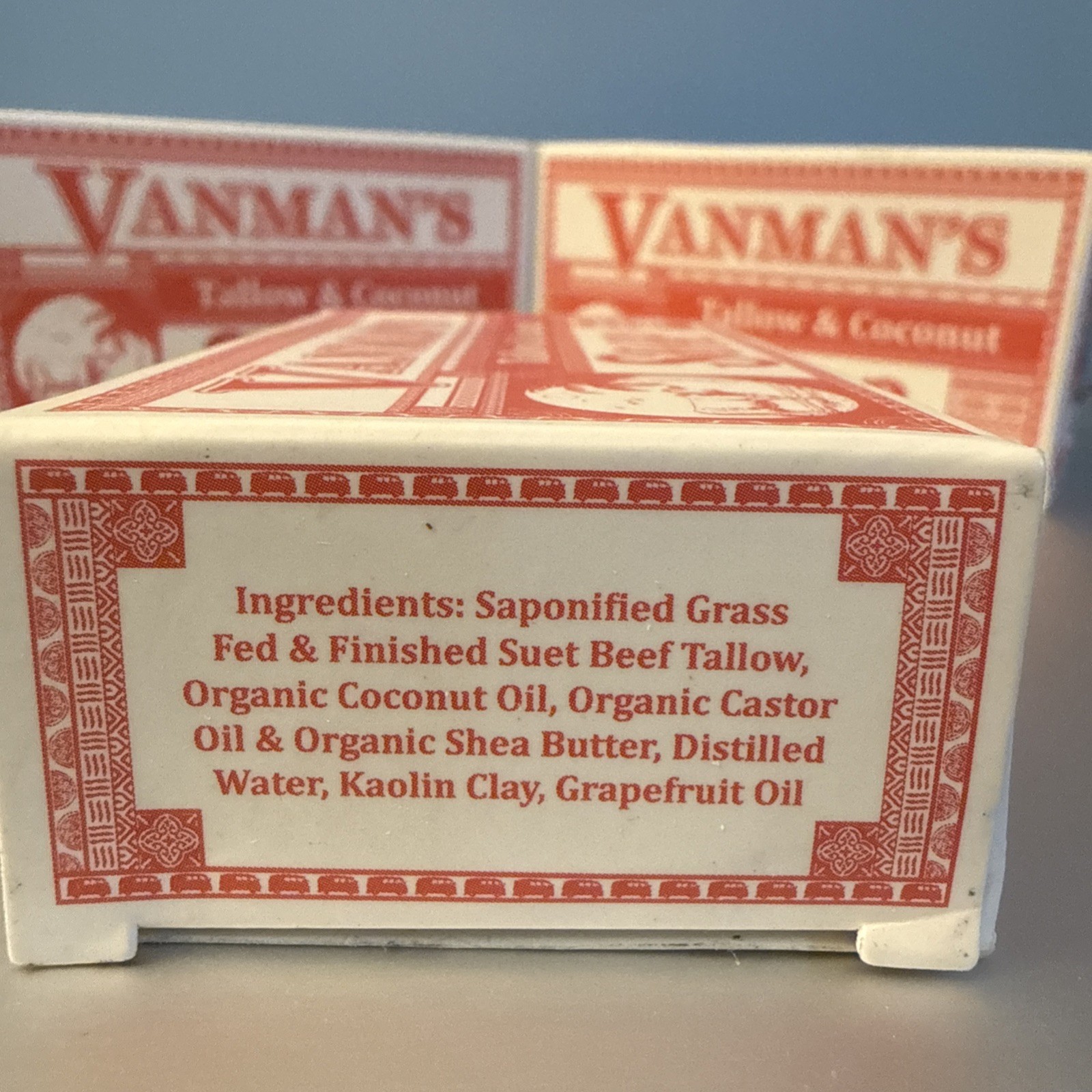VanMan’s Organic Tallow & Coconut Soap Bar Grapefruit Scent 3.8 oz (108g) 3pack