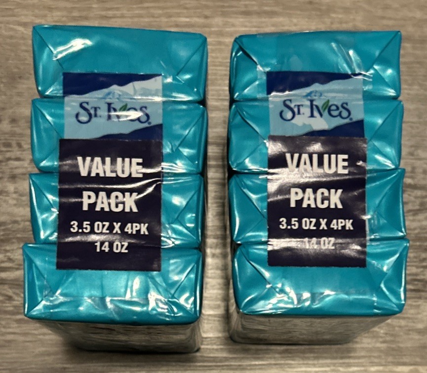 8 Bars St. Ives Coconut Water, Aloe & Walnut Scrub Soap 3.5oz X 4pk X 2