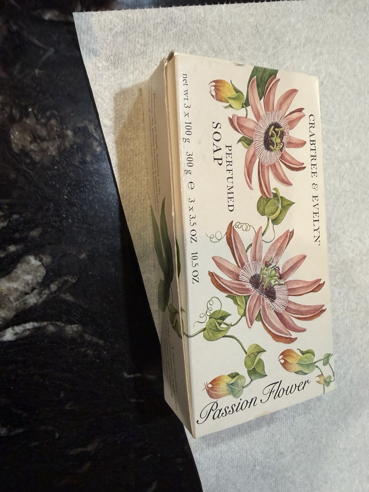 VTG Crabtree & Evelyn Perfumed Soap Set of 3 x 3.5 oz. Bars Passion Flower