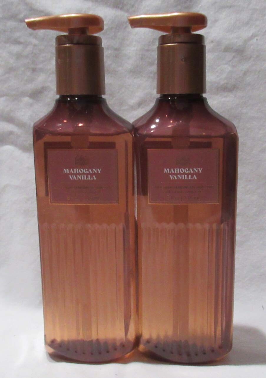 White Barn Bath & Body Works Cleansing Gel Hand Soap Lot of 2 MAHOGANY VANILLA