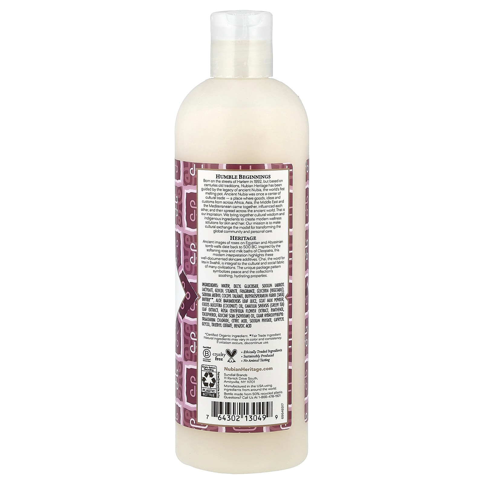 Nubian Heritage Body Wash Goat s Milk Chai 13 fl oz 384 ml B Corp,