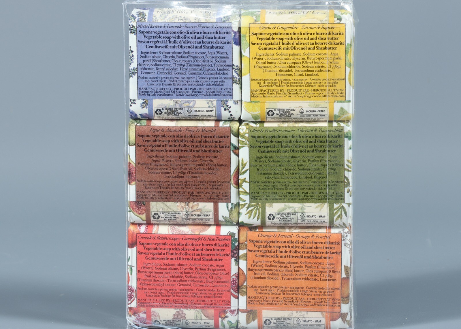 LA FLORENTINA Assorted Individually Wrapped Soaps 6×3.7oz. Italy #1