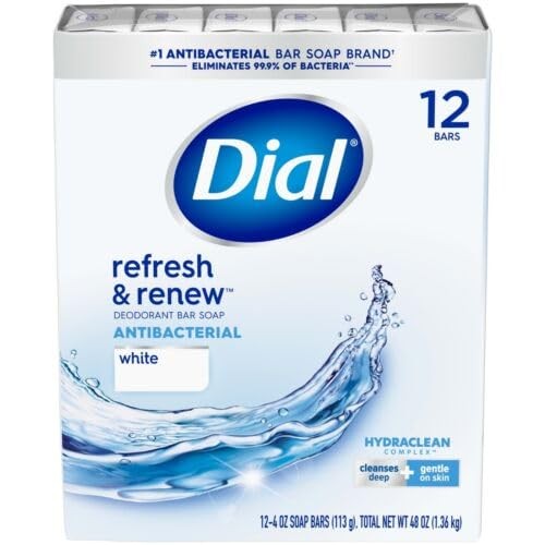 Antibacterial Deodorant Bar Soap, 4 oz bars, White, Pack of 12