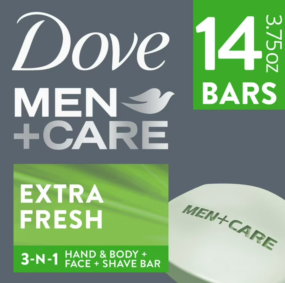 Dove Men+Care Soap Bars Extra Fresh 14 Count Moisturizing Cream 3-in-1 US