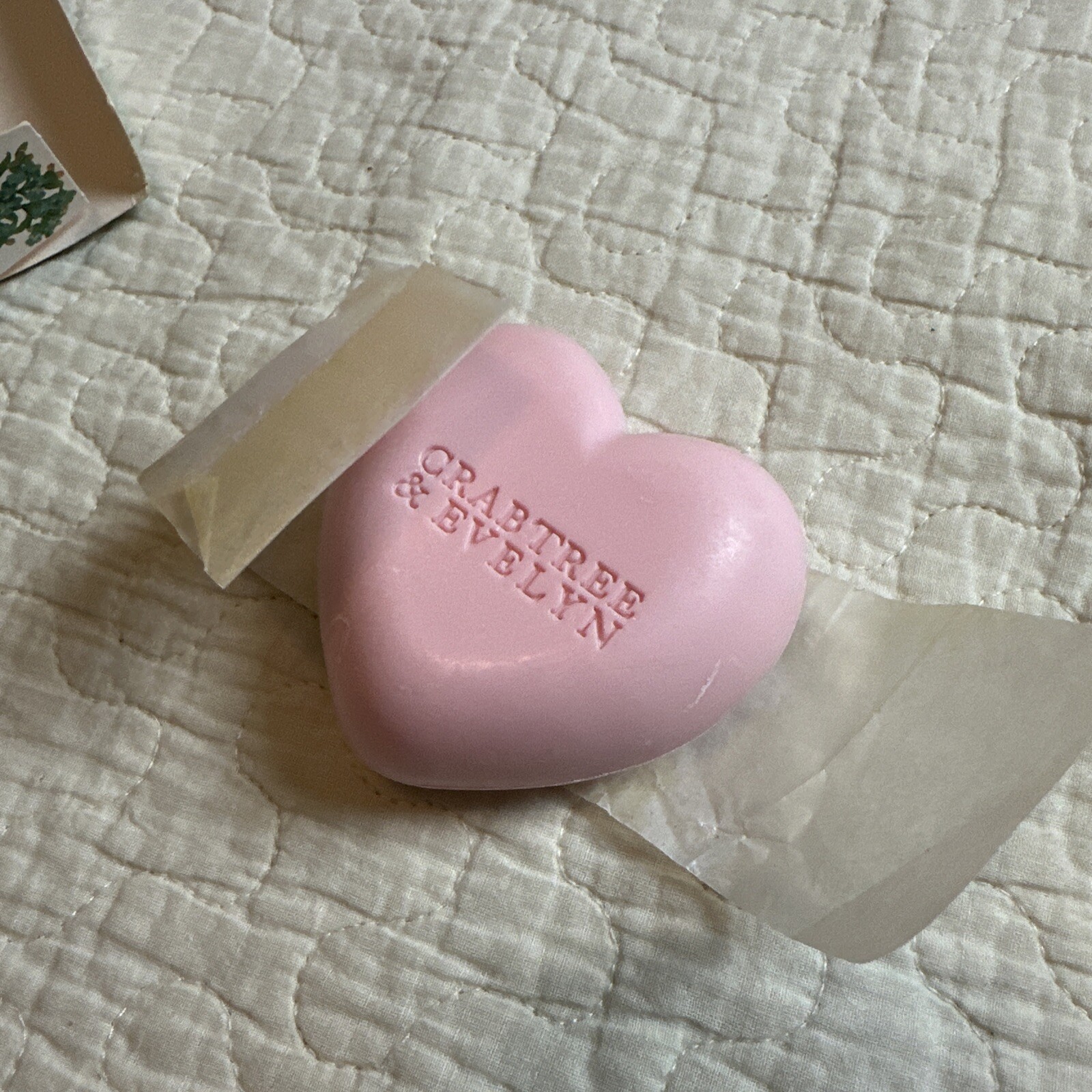 Vintage Crabtree & Evelyn Pink Heart Shaped Soap Bar New in Box 3.5 oz