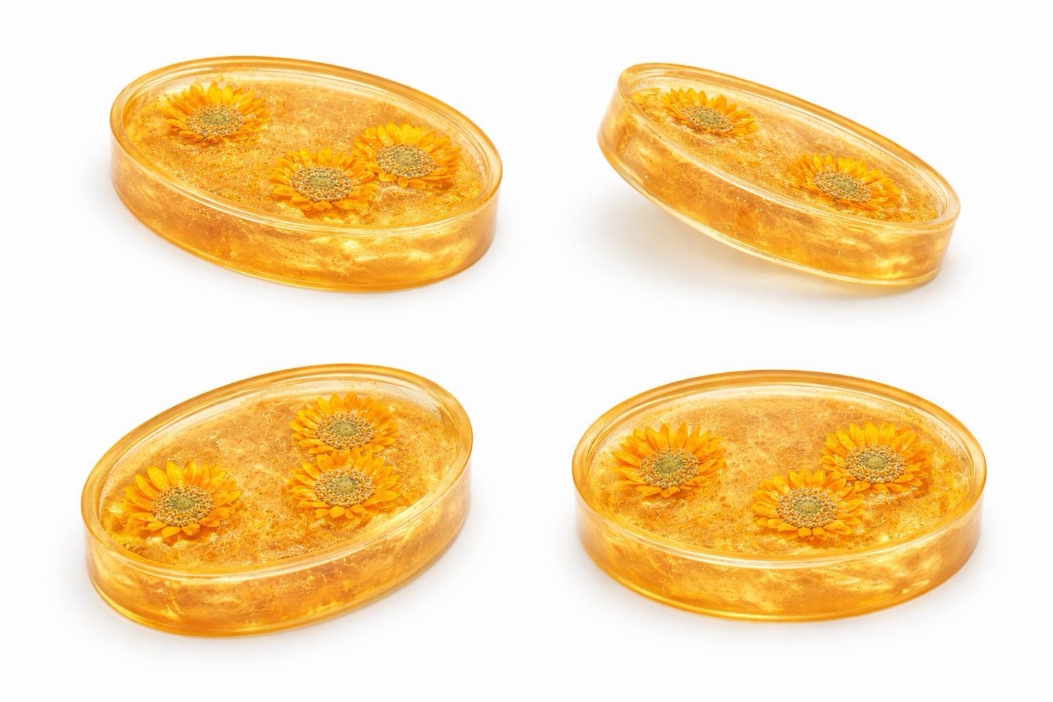 Sunflower Floral Oval Body Bar Soap Set Yellow Orange Unisex