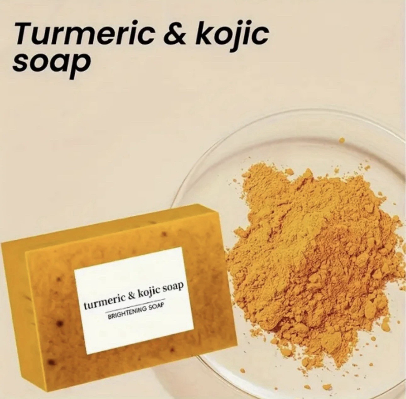 1-Pack Turmeric Glow Soap – Handmade Skin Brightening with Lemon & Kojic Acid