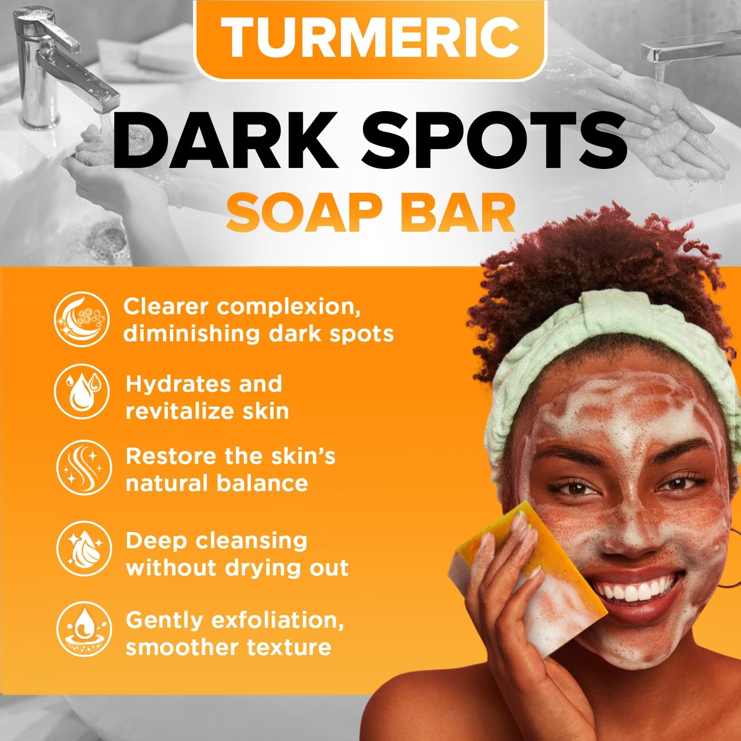 Organic Turmeric Soap for Dark Spots & Acne with Clove Bud (2 Packs) – Face &…