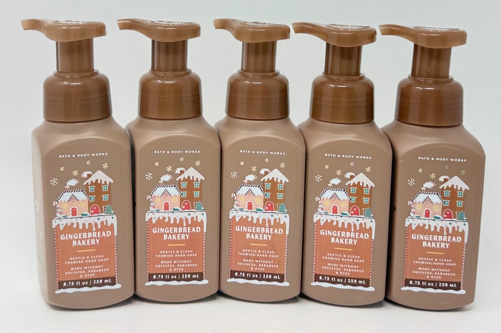 5 BATH & BODY WORKS GINGERBREAD BAKERY GENTLE CLEAN FOAMING HAND SOAP WASH PUMP