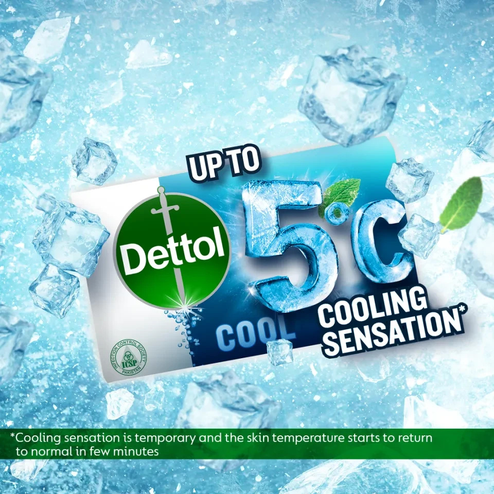 Pack of 4 Dettol Anti-Bacterial Cool Soap Bar 110g Menthol Bath Soap