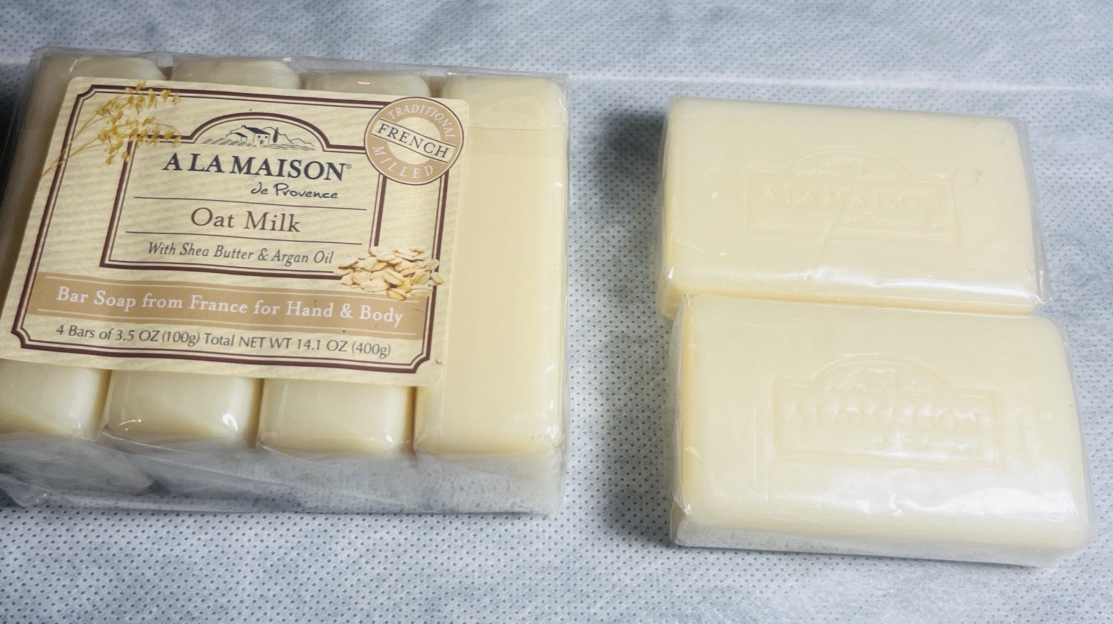 A LA MAISON de Provence Oat Milk French Milled Soap 6 Pack 14.1 oz Shea Argan