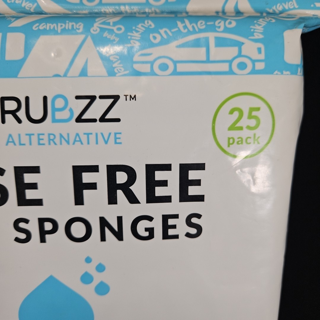 Scrubzz Rinse Free Bath Sponges Unscented 25 Pc Rinse Free Gym Camping Travel