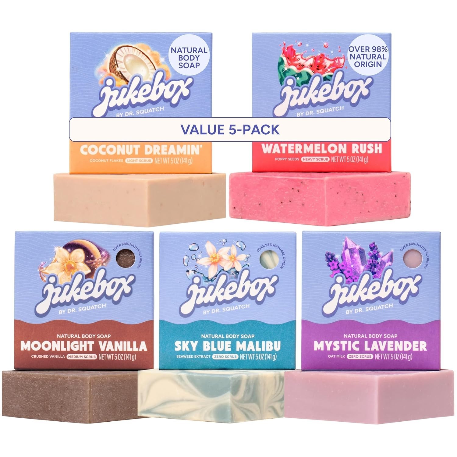 Natural Womens Bar Soap Set 5 Pack Creamy Lather Shower Bath Skin Care Gift Set