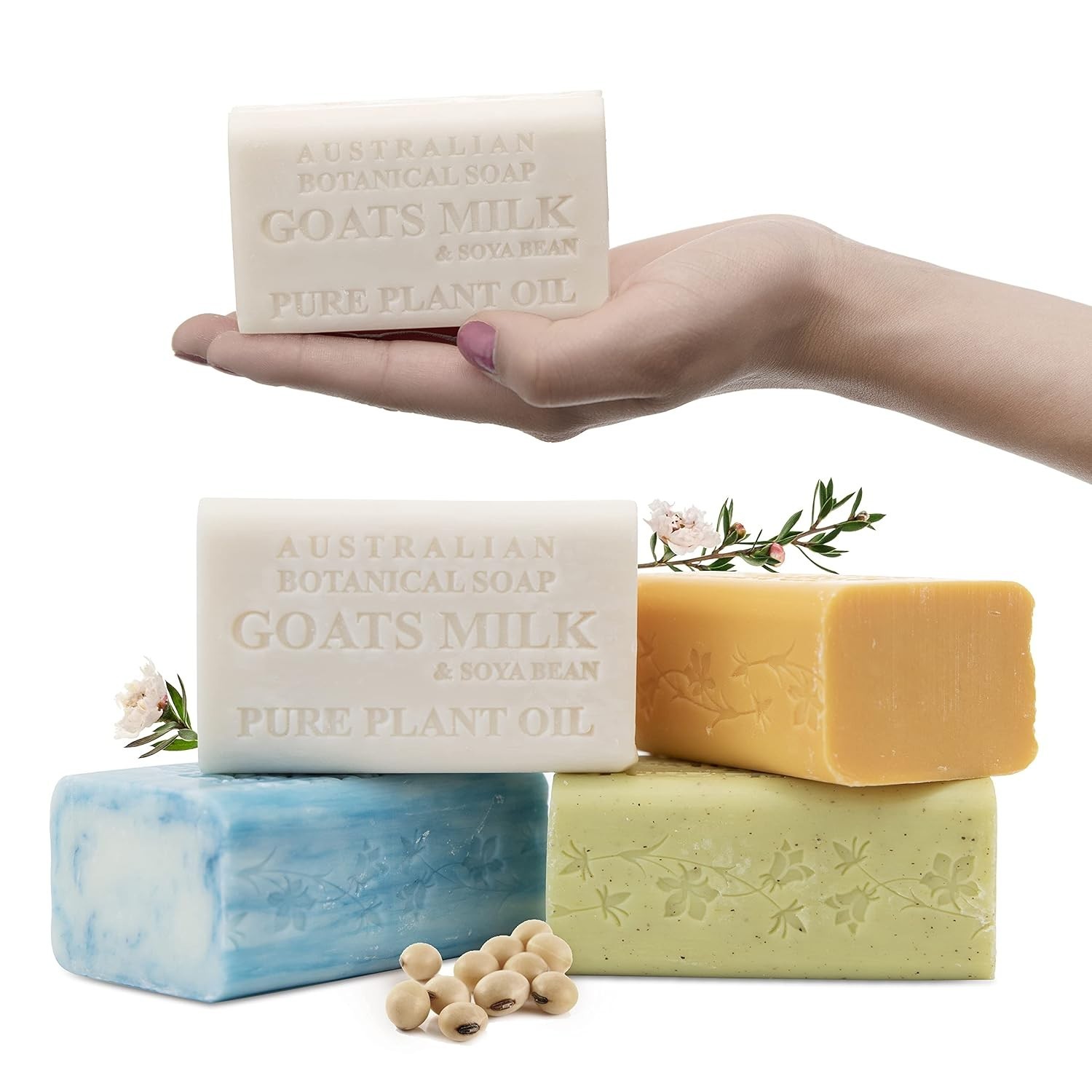 Organic Goats Milk Soap with Lemongrass & Sea Salt – Pack of 4 for Hydrated Skin