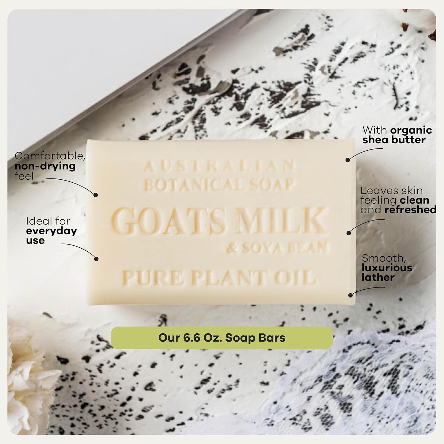 Australian Botanical Goats Milk Soap, Manuka Honey, Lemongrass and Sea Salt 6.6