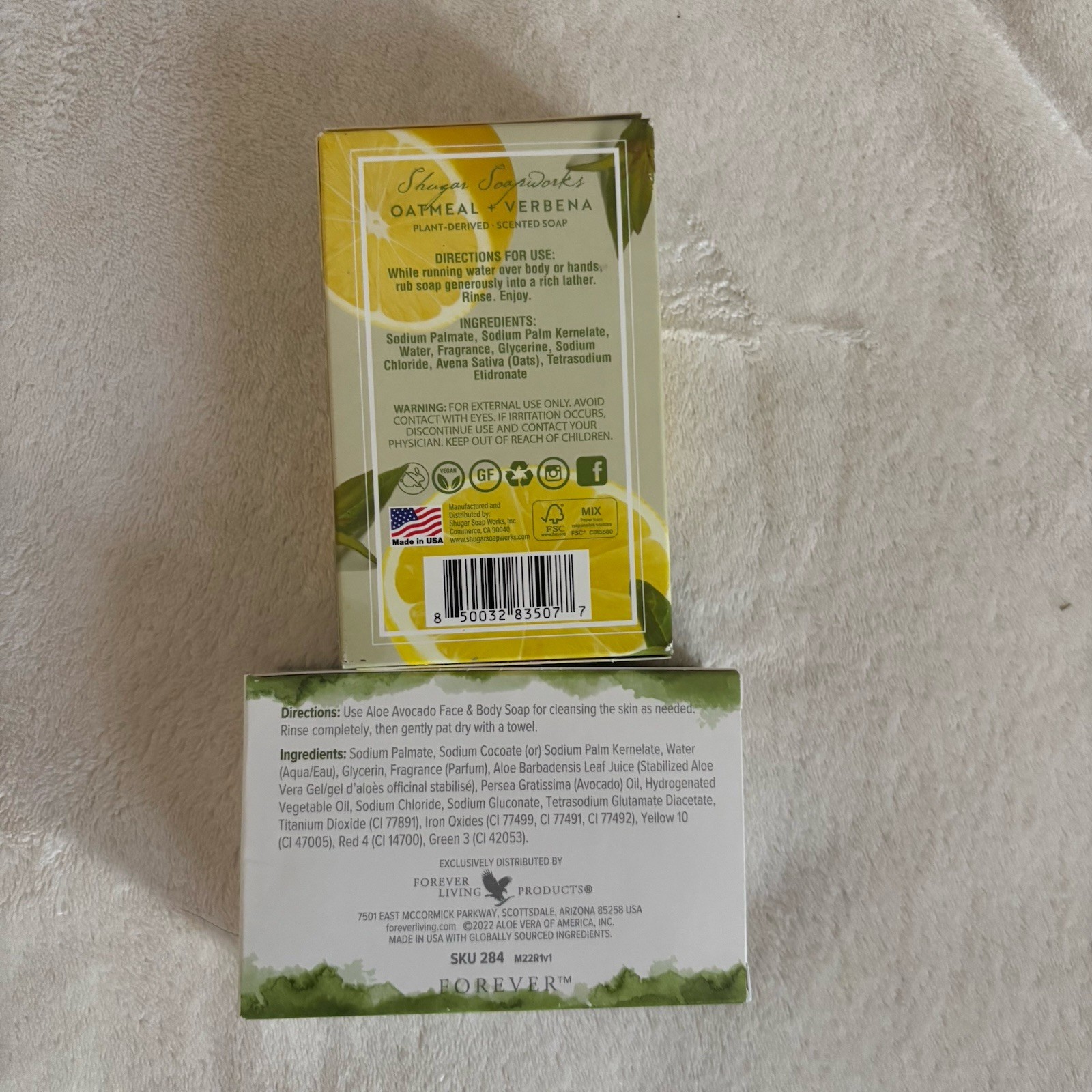 Bundle Forever Aloe Avocado Face , Body Soap And Oatmeal Verbena Bin2