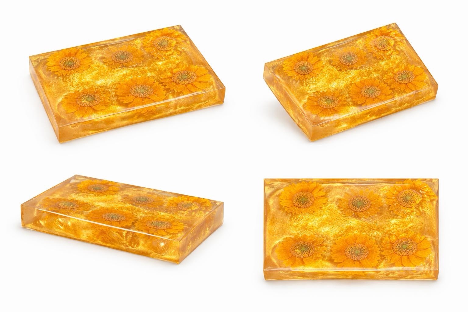 Floral Rectangular Body Bar Soap Yellow Orange Regular Size