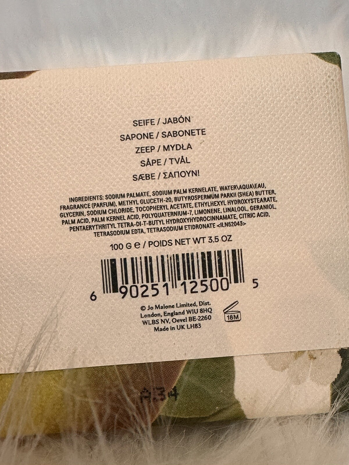 Jo Malone English Pear & Freesia Perfume Soap Savon 3.5 Oz Bar Soap, New, Sealed