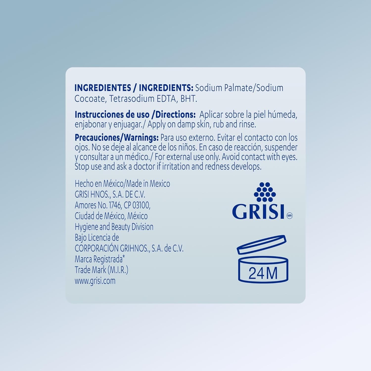 Grisi Neutral Hypoallergenic Bar Soap –Fragrance-Free & Dye-Free for Face & Body