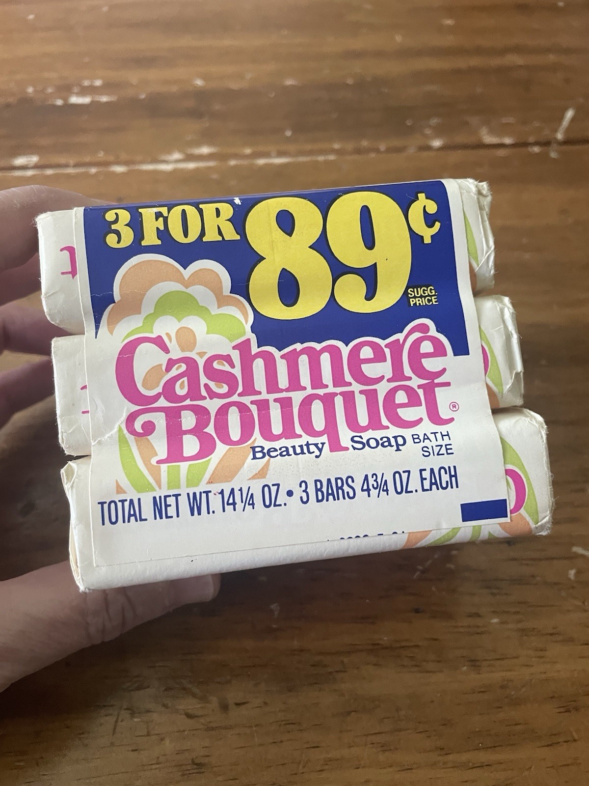 NOS Vintage Cashmere Bouquet Beauty Bar Soap 3 Bath Sz 4.75 Oz Bars For Deedyt