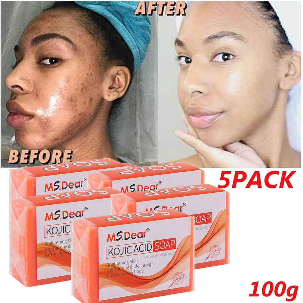 6x Kojic Acid Soap Bars Dark Spot Remover Turmeric Brightening Face Body Skin