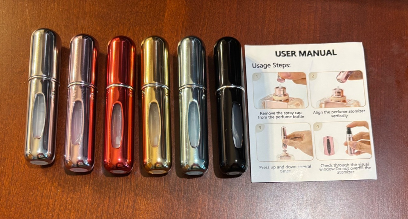 6 NEW Travel Portable Mini Refillable Perfume Atomizer Bottles Pump Spray 5ml