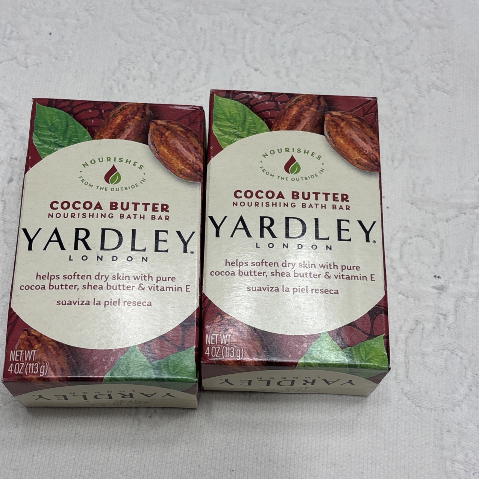 Yardley London Bath Bar Soap with Cocoa Shea Butter & Vitamin E 4 oz Pack of 2