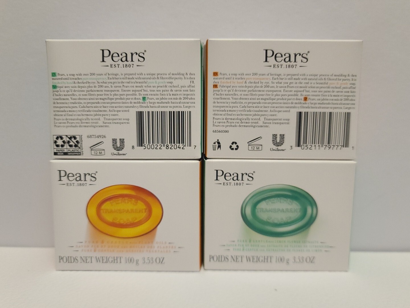 S10*NEW 4 pack Pears Soap Pure & Gentle, Mint Extract & Oil, 3.5 Fl.oz