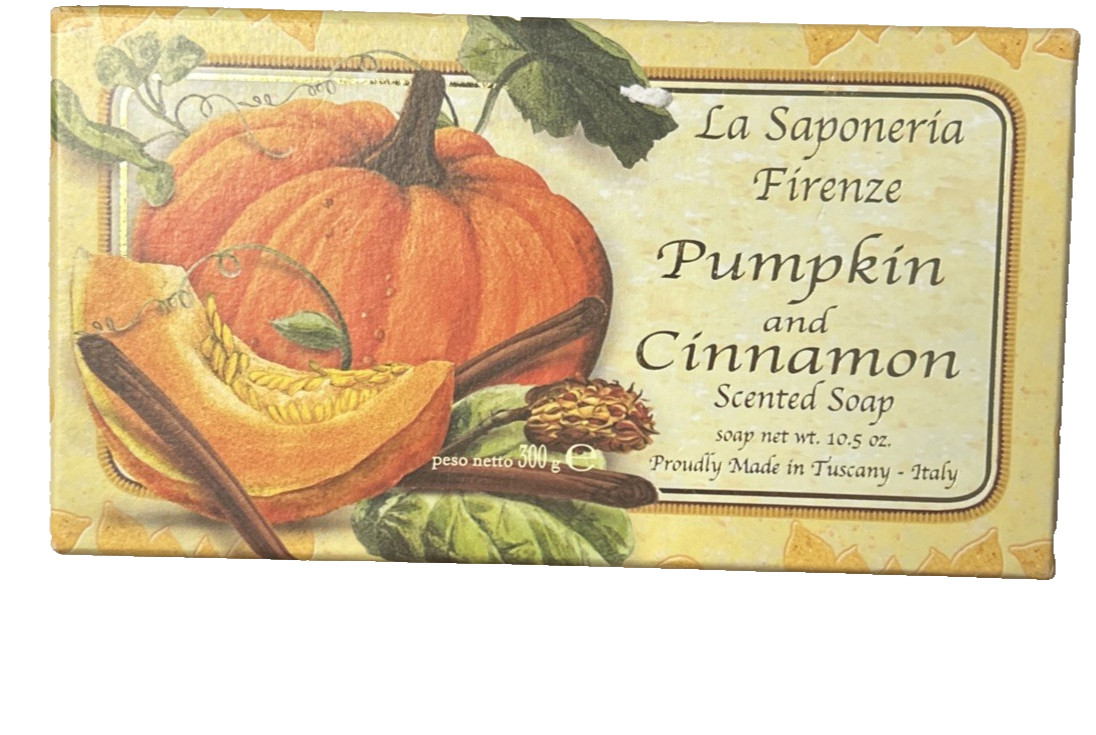 La Saponeria Firenze Pumpkin & Cinnamon Scented Soap 10.5oz Bar New Sealed