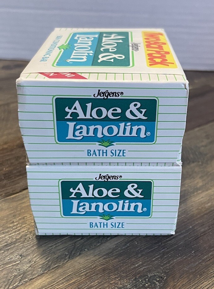 VTG Jergens Aloe & Lanolin Skin Conditioning Bar Soap 1989 NOS 4.75 oz (2 Pack)