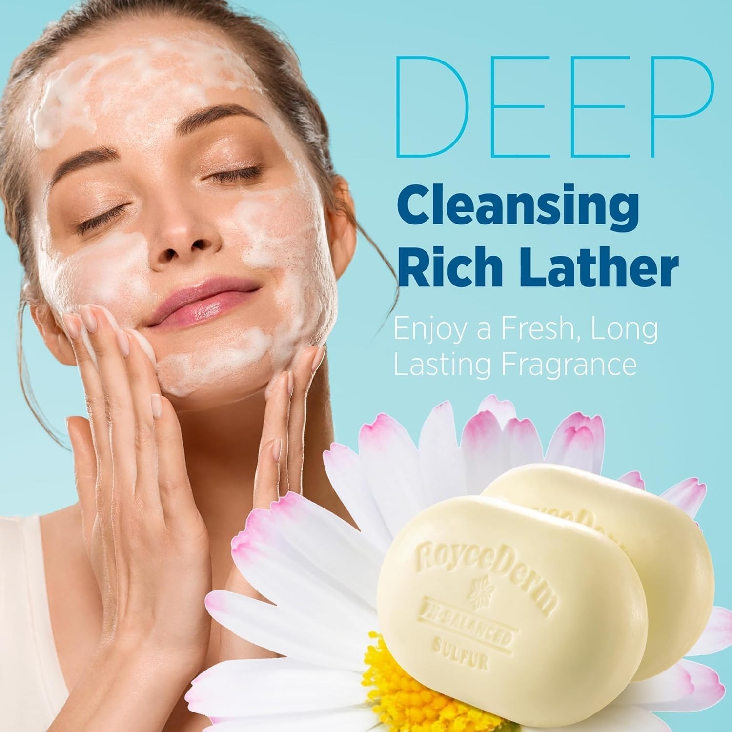 Sulfur Soap for Acne Support: Sulfur Face Wash Bar for Sensitive Skin, 2 Bars