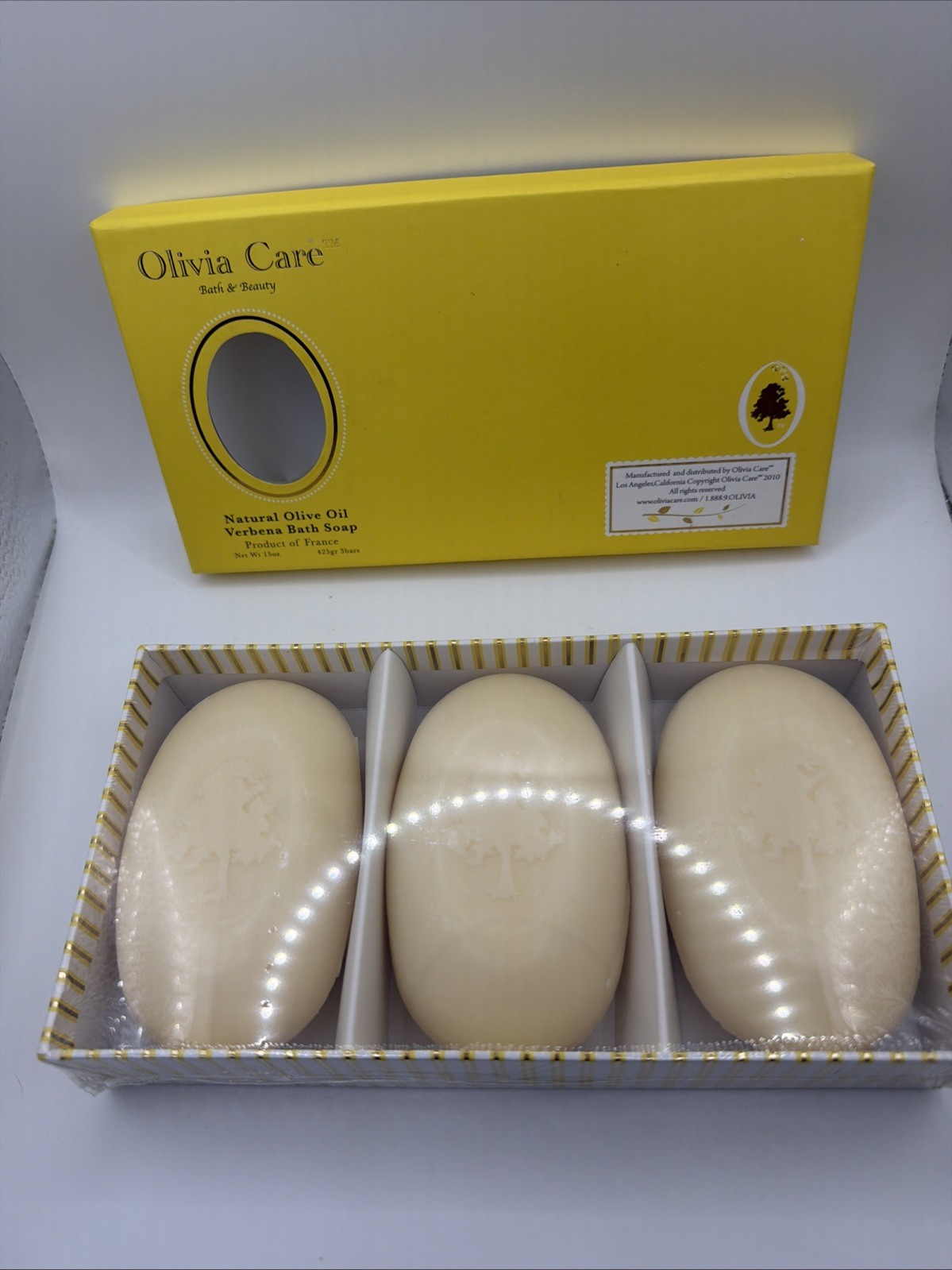 Olivia Care Bath & Body Bar French Natural Olive Oil Verbena Bath Soap 3 Bars
