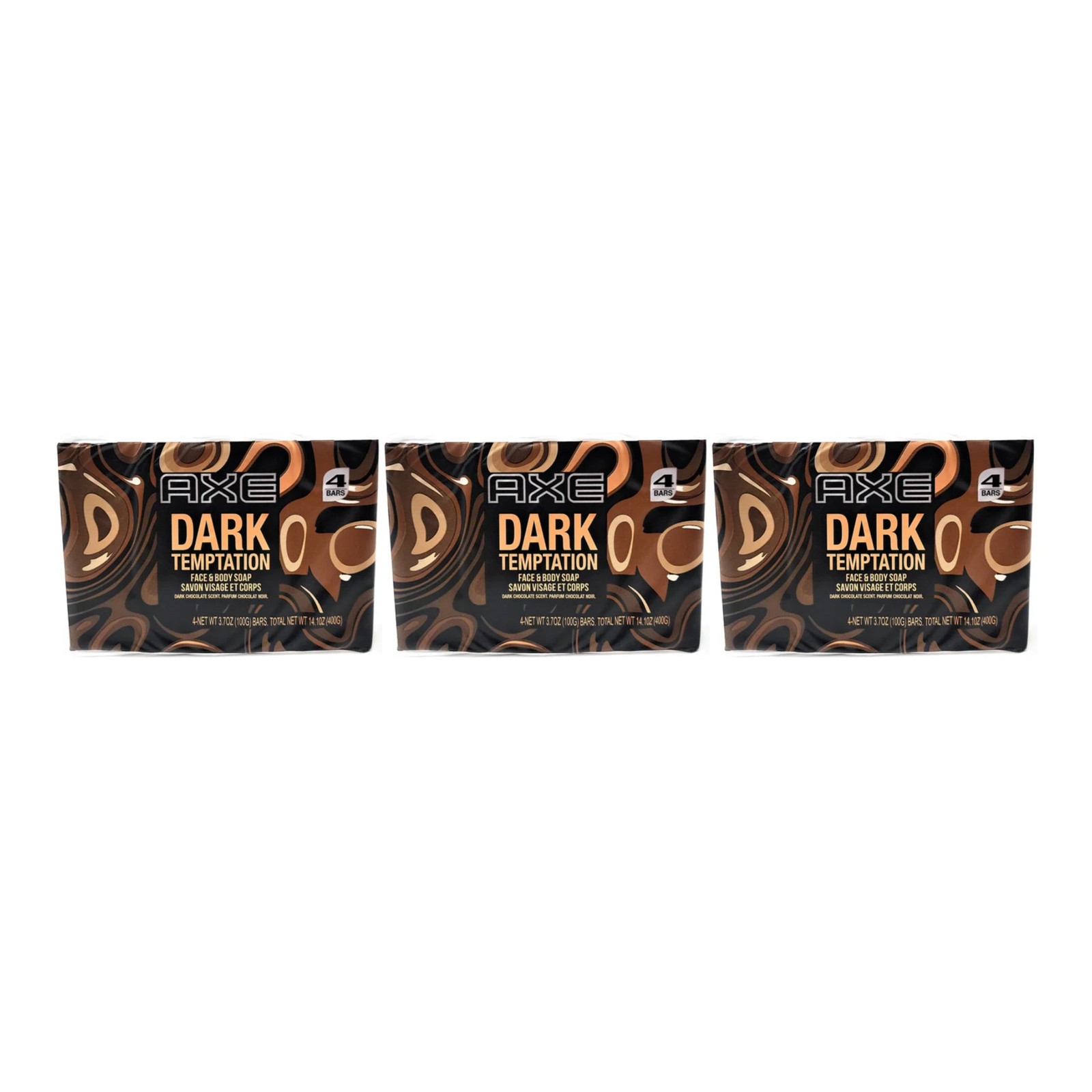 Axe Dark Temptation Face & Body Bar Soap, 3.52oz (100g) – 12 Bars