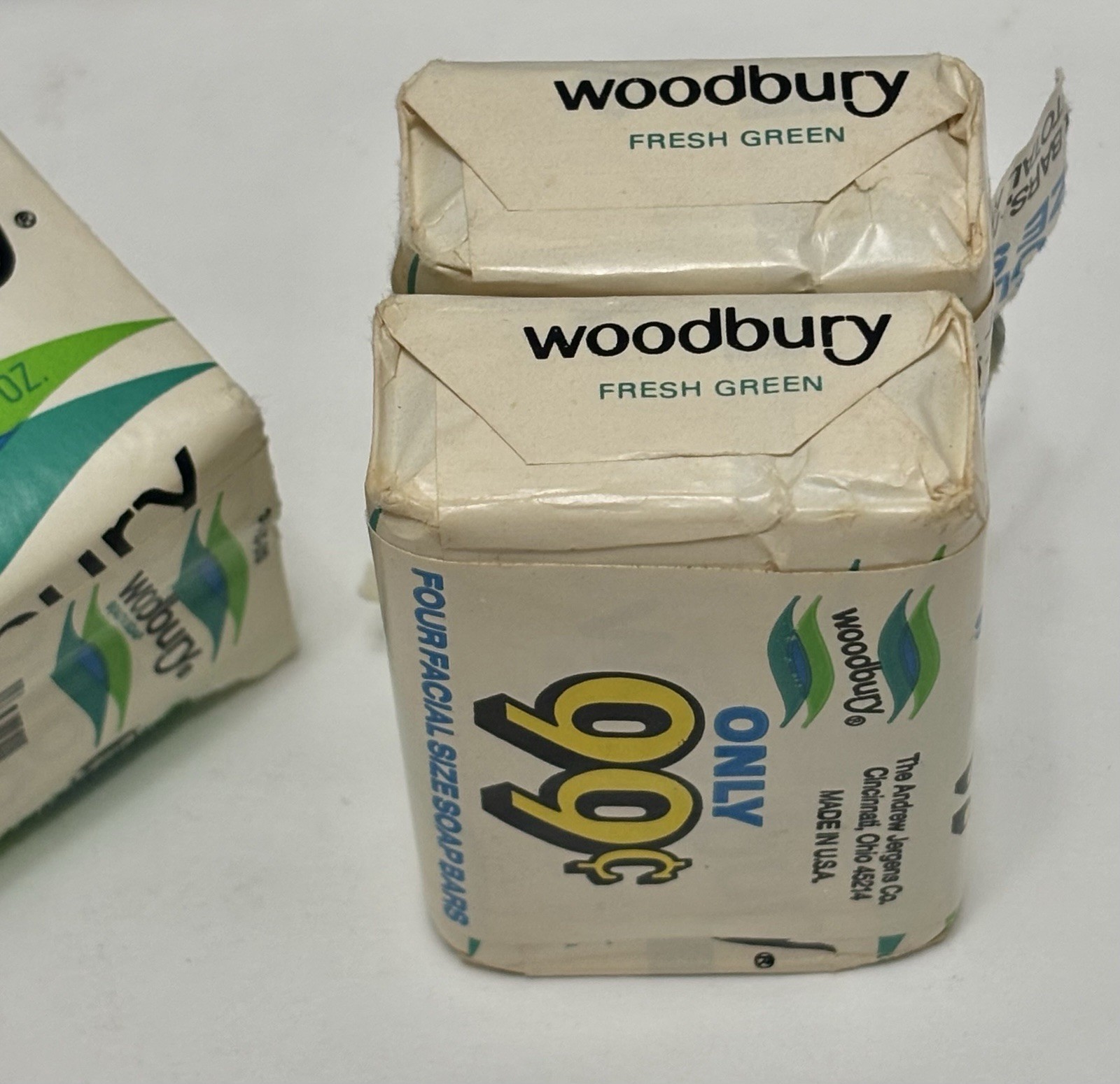 Vintage 4 Bars Woodbury Fresh Green Beauty-Mild Soap. New – Movie Prop 1970s USA