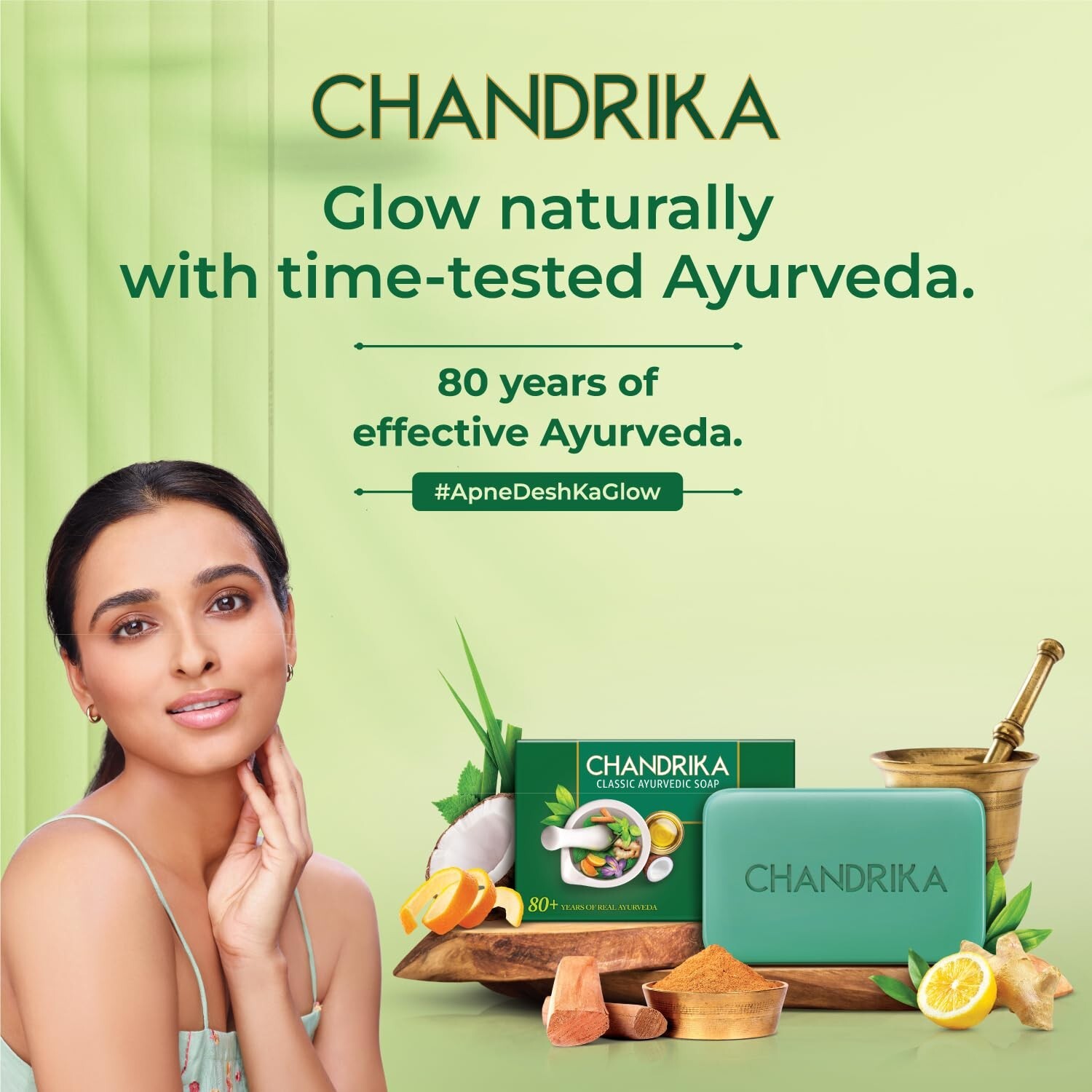 Chandrika Ayurvedic Handmade Soap, 125 grams (Pack of 3) with 2 Free 125 grams