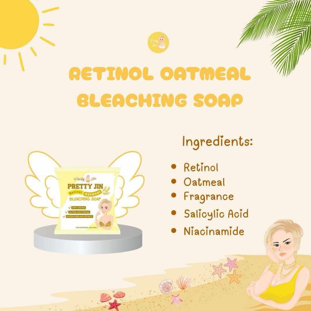 Pretty Jin Retinol Oatmeal Bleaching Soap Set – 3 Bars (70g each)