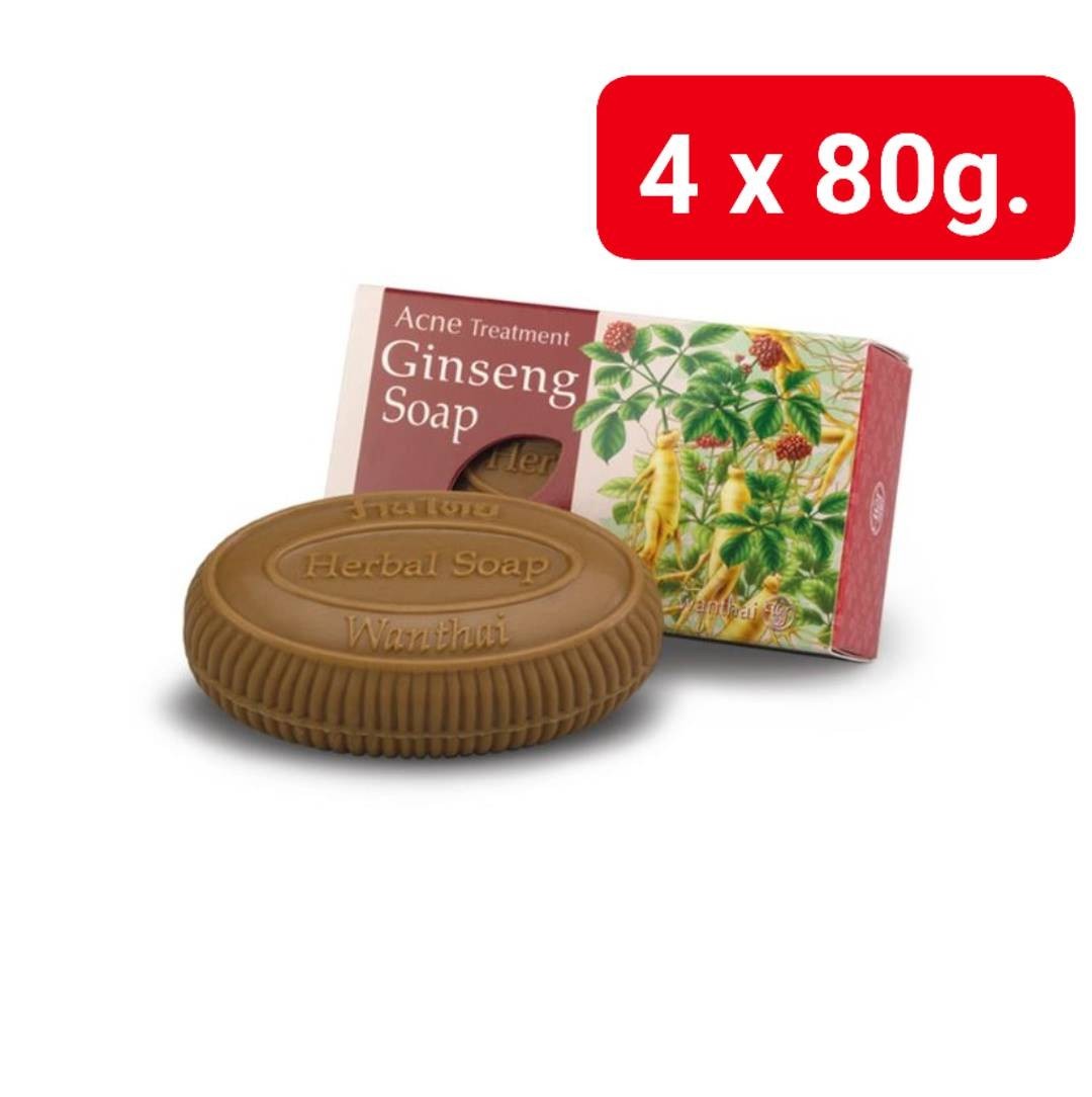 4x Ginseng Herbal Soap Wanthai for Normal & Oily Skin anti-acne brightening skin
