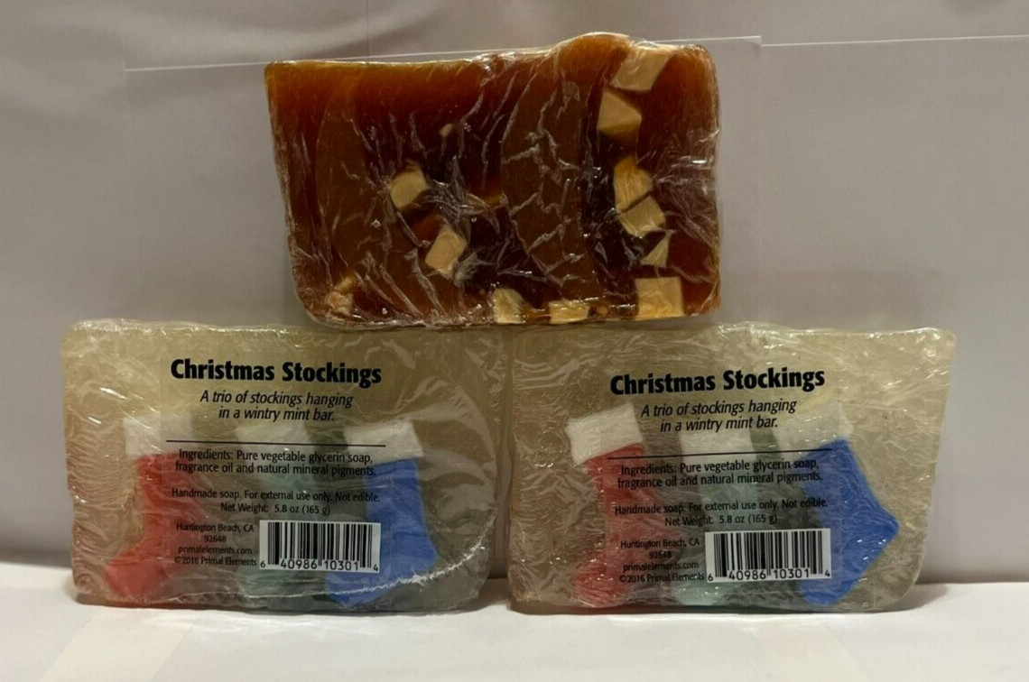 Primal Elements Bar Soap 3 Bar Lot 2-Holiday 1-Fruit Scented All New