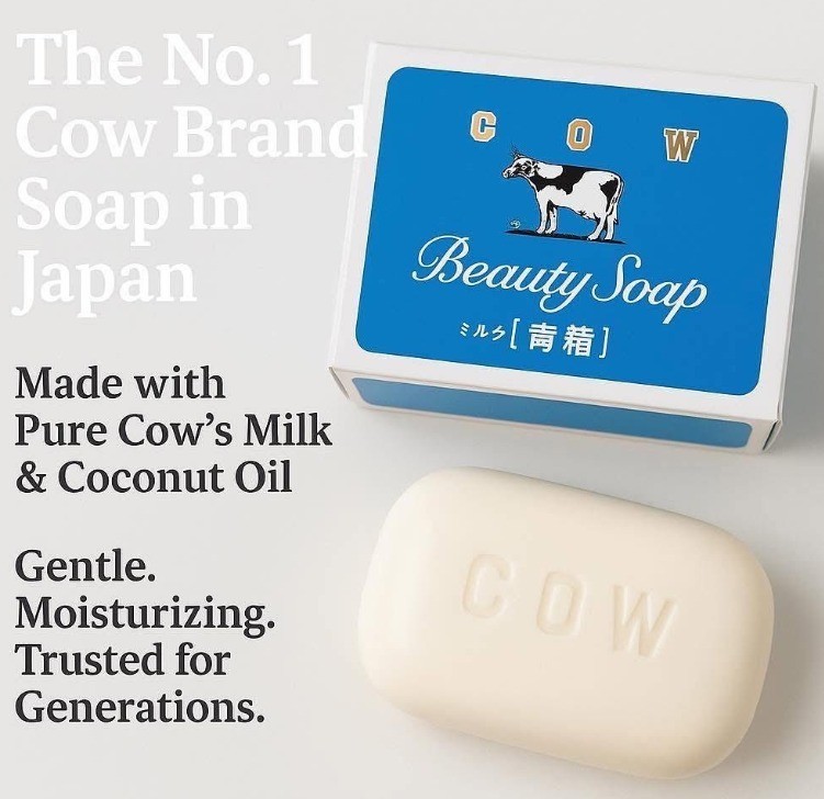 3 bars [COW BRAND] Beauty Bar Soap BLUE Jasmine Scent 85g JAPAN NEW