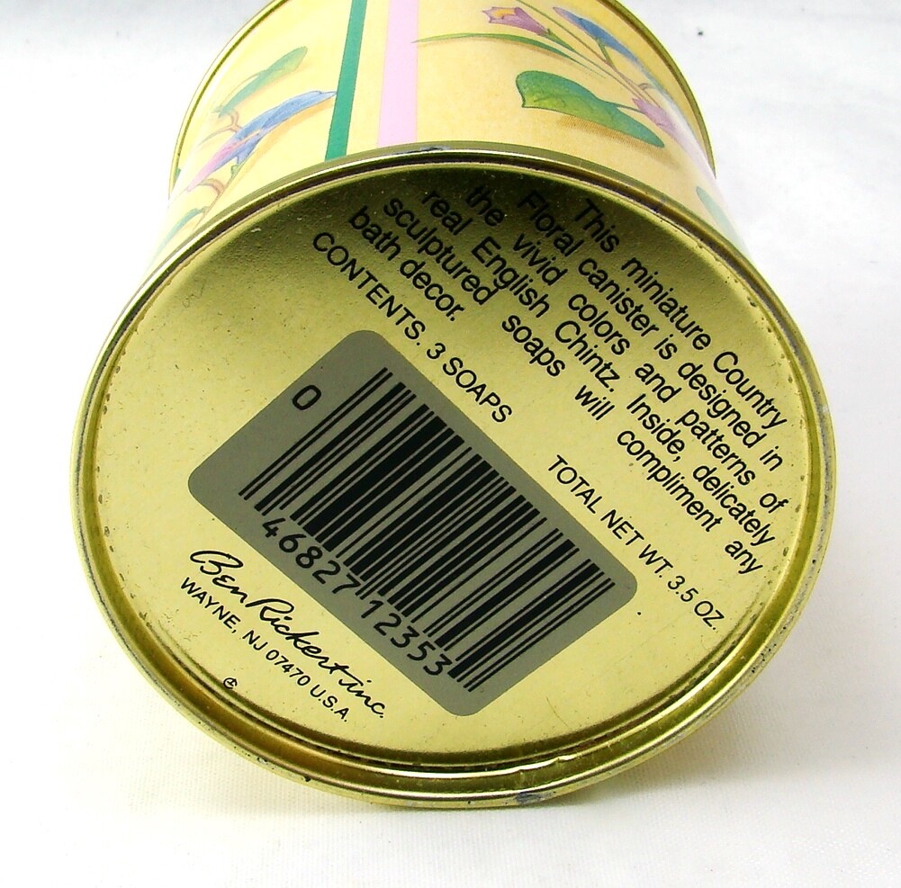Ben Rickert COUNTRY FLORAL 3 Perfumed Soap Bars in Metal Canister 3.5 oz NEW