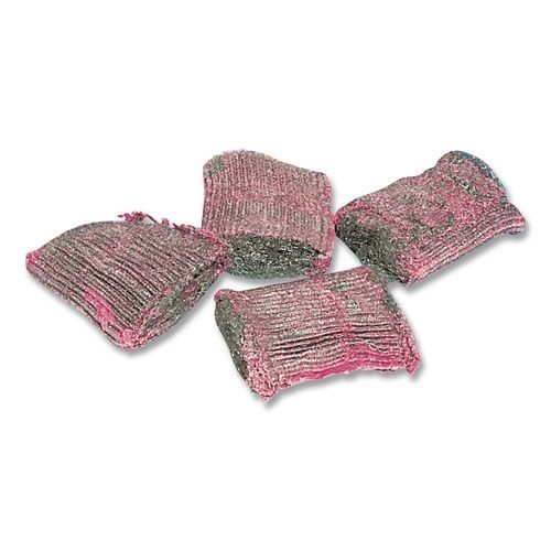 Brillo Hotel Size Soap Pad, 4 x 4, Charcoal/Pink, 10/Box