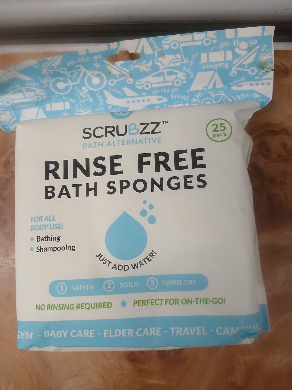 Scrubzz Disposable Rinse Free Bathing Wipes – 25 Pack All-in-1 Single Use Shower
