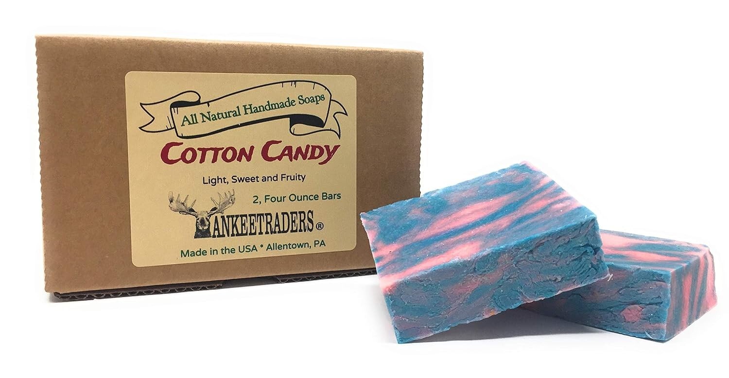 YANKEETRADERS Cotton Candy Soap – Natural, Vegan, Homemade Soap / 2, 4 oz bars