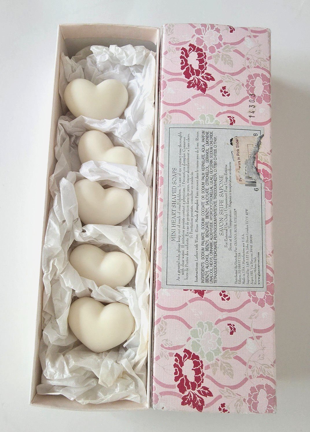 5 Caswell Massey Gianna Rose Petit Coeurs Heart Soap French Milled pear Glycerin