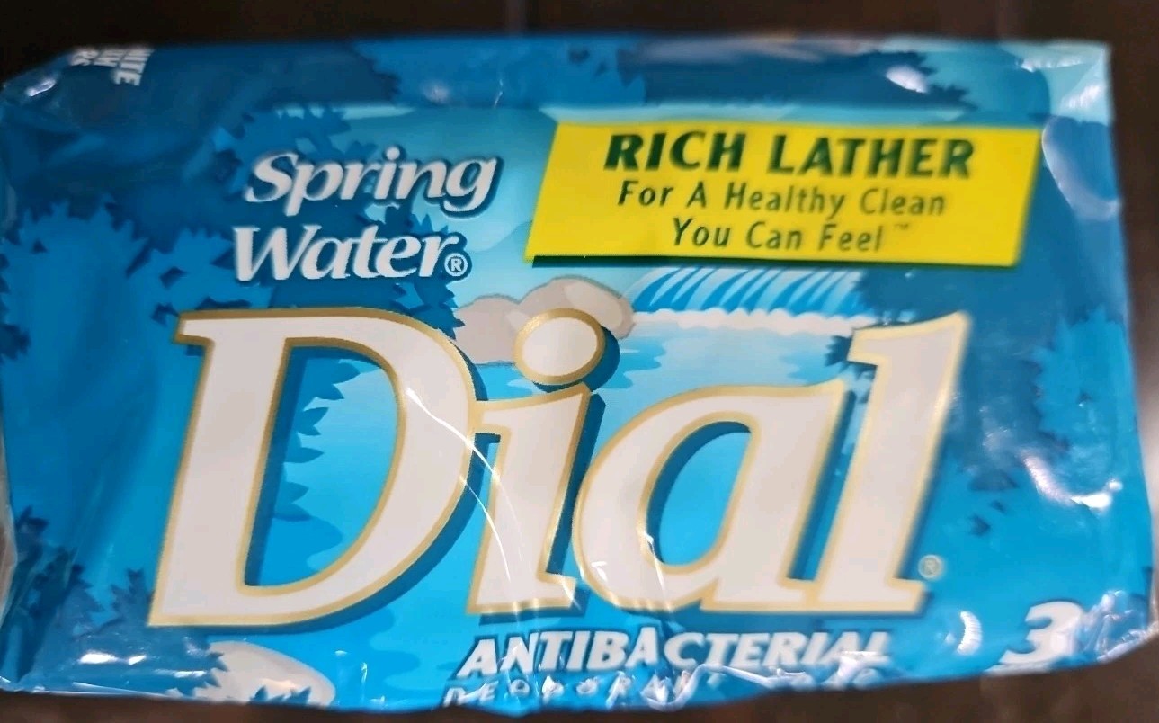 Vintage Dial SPRING WATER Antibacterial Deodorant Bar Soap, 4oz, 3ct pack Sealed