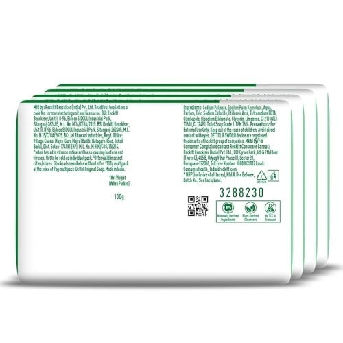Dettol Original Bathing Soap Bar 100g Pack of 4 Germ Protection Skin Care FS