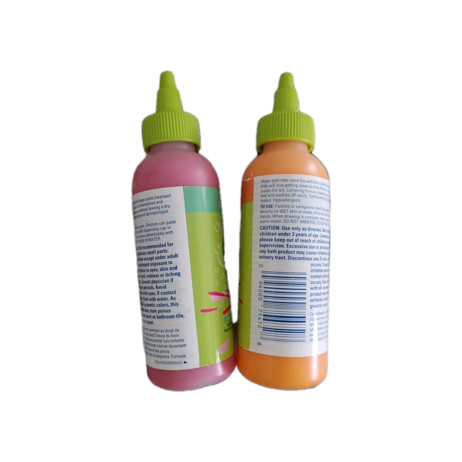 2 Kids Bath Time Finger Paints 3.4 fl oz Orange – Red- Avon – Naturals Fast Ship