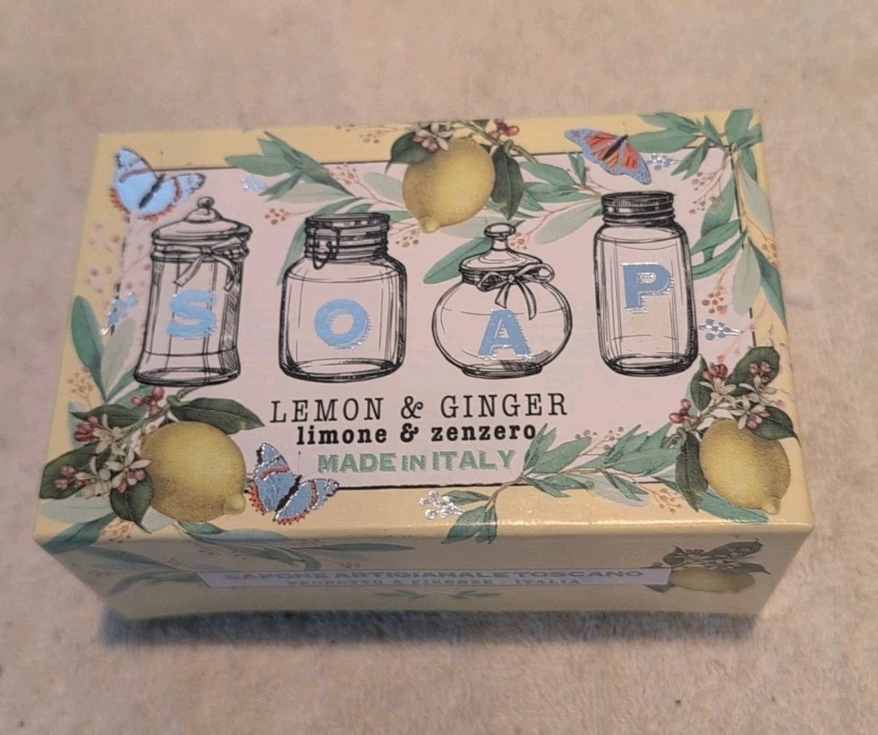 Lemon And Ginger Sapone Savon Bar Soap Made in Italy 10.5 ounces